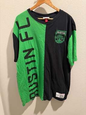 Mitchell & Ness Austin FC MLS Two-Tone Colorblock T-Shirt Size 2XL